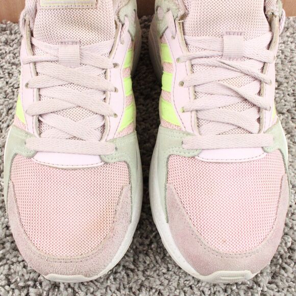 Adidas Crazychaos Sneakers Youth Girls 4.5 Pink Green Suede Mesh - Picture 4 of 12